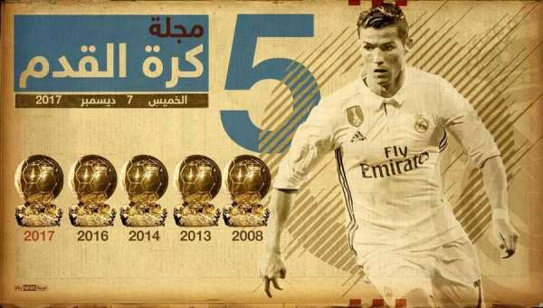 كرستيانو رونالدو يفوز بالكرة الذهبية ويعادل رقم ميسي 