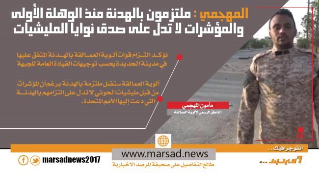 المهجمي : ملتزمون بالهدنة منذ الوهلة الأولى  والمؤشرات لا تدل على صدق نوايا المليشيات