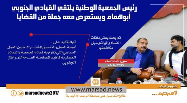 رئيس الجمعية الوطنية يلتقي القيادي الجنوبي  أبوهمام ويستعرض معه جملة من القضايا