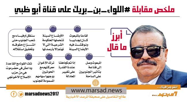 ملخص مقابلة #اللواء_بن_بريك على قناة أبو ظبي