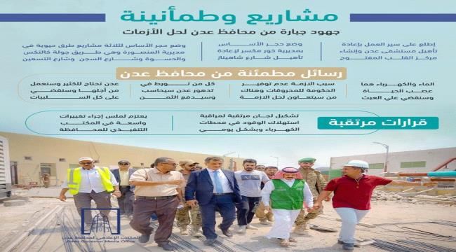 انفوجرافيك: المحافظ لملس...جهود جبارة وقرارات مرتقبة لحل الأزمات في عدن 