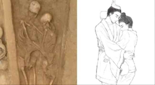 العثور على هياكل عظمية لرجل وامرأة تحتضن بعضها في شكل"قفل الحب الأبدي"..صور