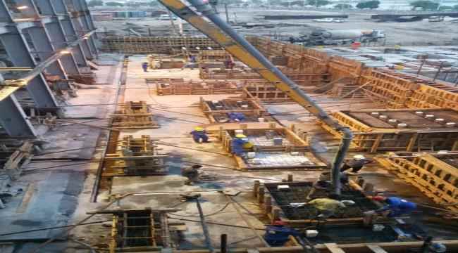 استمرار  أعمال الصبيات ضمن مشروع تحديث محطة كهرباء مصفاة عدن