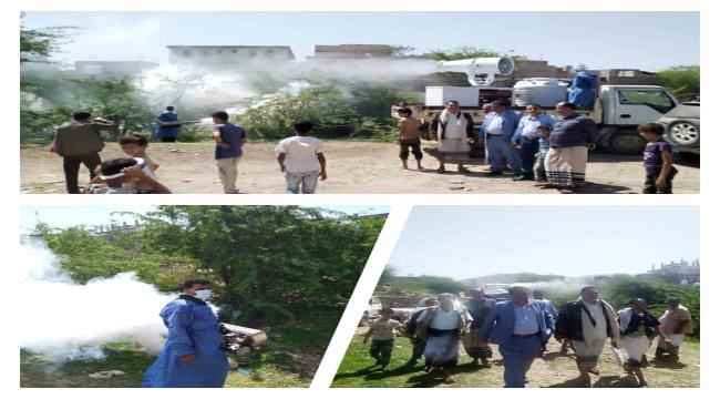 بوسائل حديثة..مدير عام قعطبة يدشن حملة الرش الرذاذي والضبابي الواسعة بالمدينة