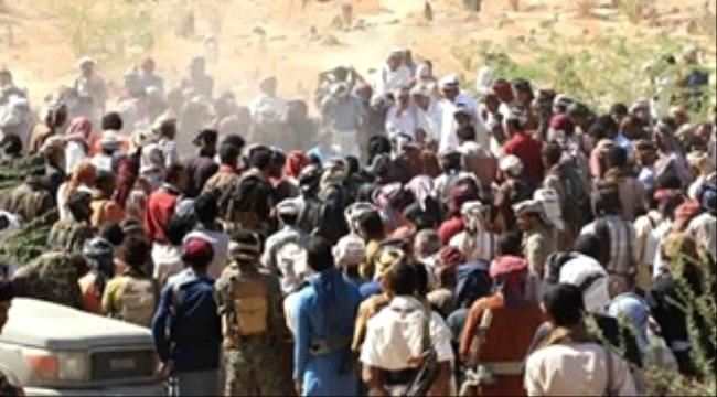 تشييع جثمان الشهيدين في قوات دفاع شبوة بمديرية نصاب