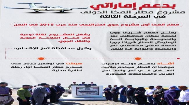 بدعم من الإمارات..بدء أعمال المرحلة الثالثة  لمشروع مطار المخا الدولي "انفوجرافيك" 
