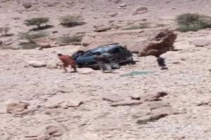 وفاة وإصابة سبعة اشخاص في حادث سقوط سيارة من منحدر شاهق في هذه المحافظة!