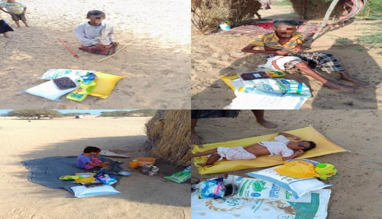 مؤسسة ذو النورين بالشراكة مع مؤسسة شعيله توصلان السلل الغذائية لفئات المعاقين والمكفوفين وذوي الاحتياجات الخاصة في صحراء وادي تمحن أبين