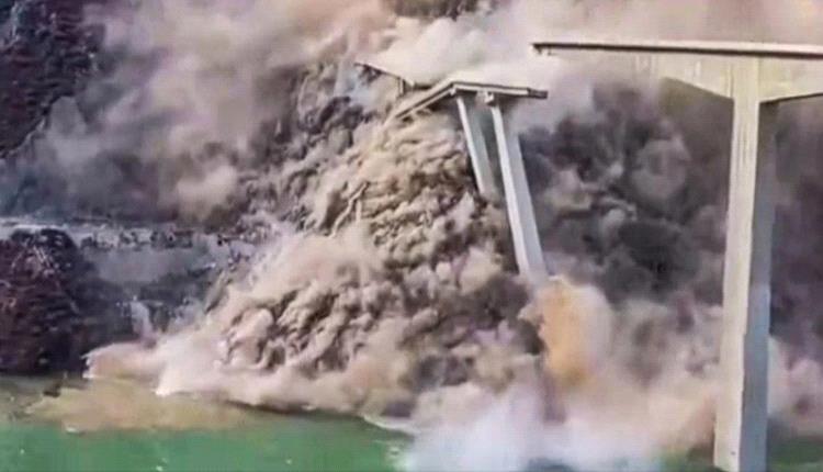 حادث مدمر.. جسر ضخم في الصين ينهار ويقطع الطريق الحيوي إلى التبت