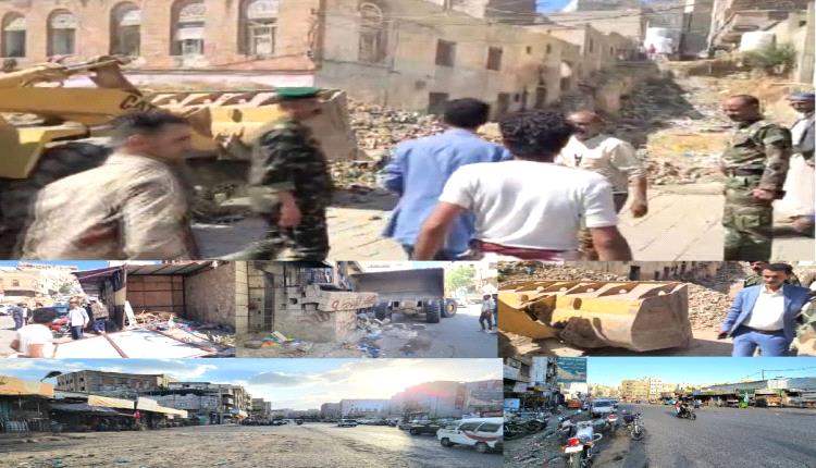 أشغال «القاهرة» بتعز يواصل حملة إزالة المخالفات ورفع مخلفات البناء في عدد من الشوارع