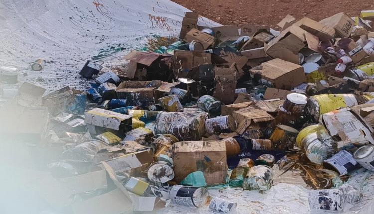 حضرموت: جمارك منفذ الوديعة تتلف بضائع منتهية وممنوعة بقيمة 46 مليون ريال