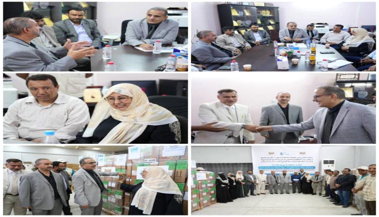 وزير الصحة يدشن توزيع ست شحنات دوائية للمحافظات المحررة ويبحث مع بيورهاندز توسيع التدخلات الصحية والإنسانية