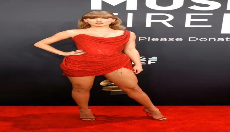 موضة التسعينيات تعود مع تايلور سويفت وإطلالتها الجريئة بالفستان الأحمر القصير