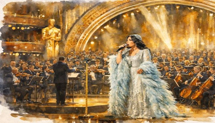 "أحلام تتألق بفستان مسرحي أبيض فضي يخطف القلوب"