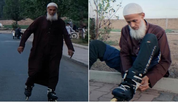 شيخ ستيني ذو لحية بيضاء وجلباب تقليدي يشعل مواقع التواصل بذهابه للمسجد بحذاء التزلج